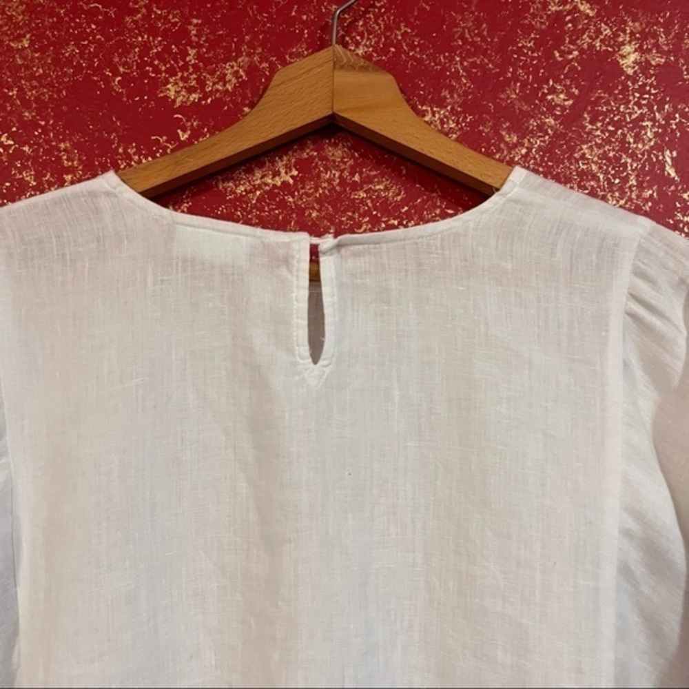 PURE JILL LINEN J.JILL OMBRE NAVY LINEN KIMONO SLEEVES TOP SHIRT BLOUSE L - Picture 11 of 15